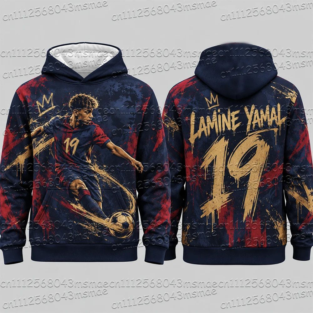 Herbstneuheit: Spezial-Yamal # 19 bedruckte Hoodies für Männer, Langarm-Sportbekleidung, Kinder-Fußballpullover, Sport-Oberteile für Kinder/Erwachsene – Detail 7