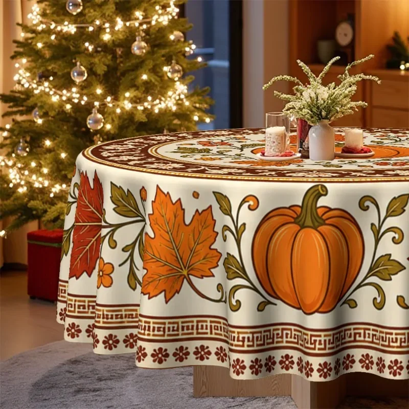 One tablecloth, featuring a Thanksgiving and autumn theme, with pumpkin and maple leaf printsxzj