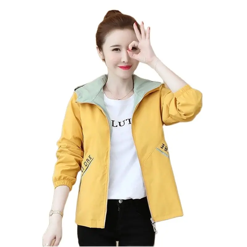 

Fashion Leisure Hooded Jacket Women Tops 2022 Spring Autumn Korean Version Loose Coat Wild Female Short Baseball Uniform Outcoat