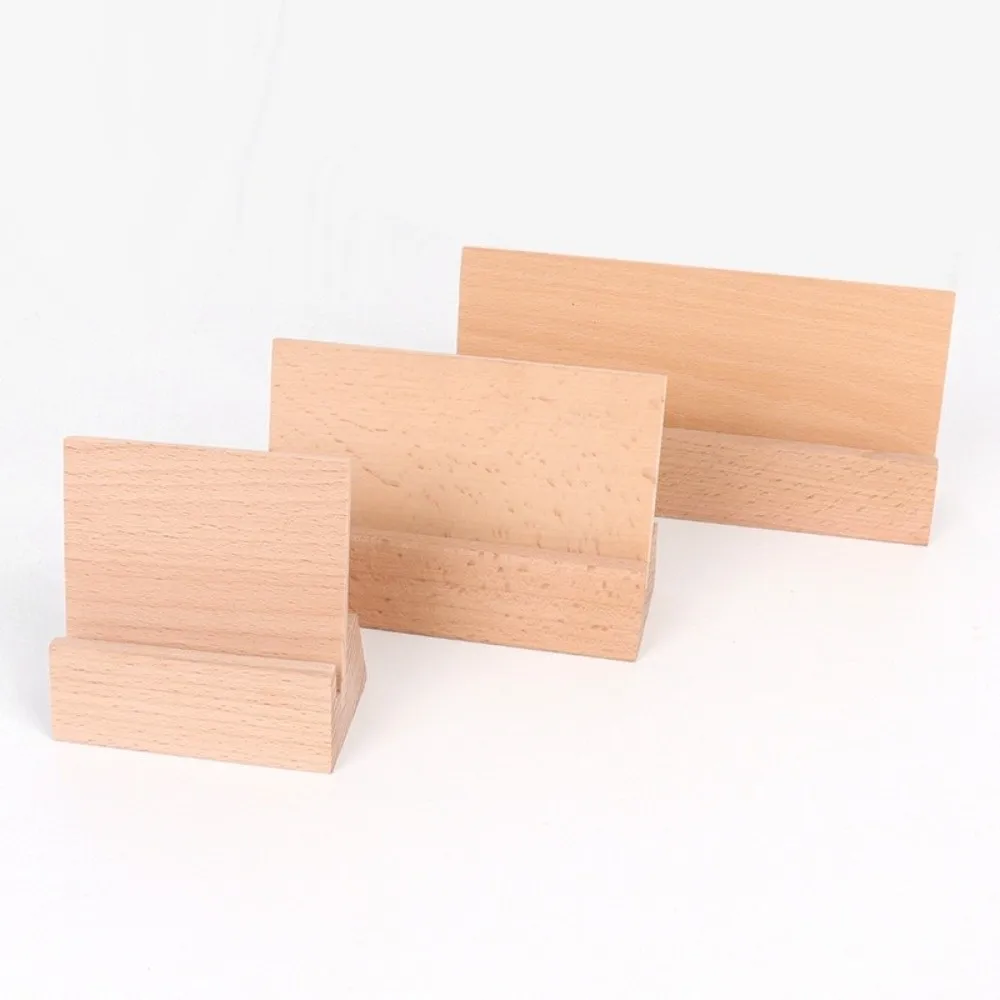 12-21 CM Wooden Desk Calendar Holder Natural Solid Wood Postcard Holder Stable Base Multi-Functional Tabletop Organizer