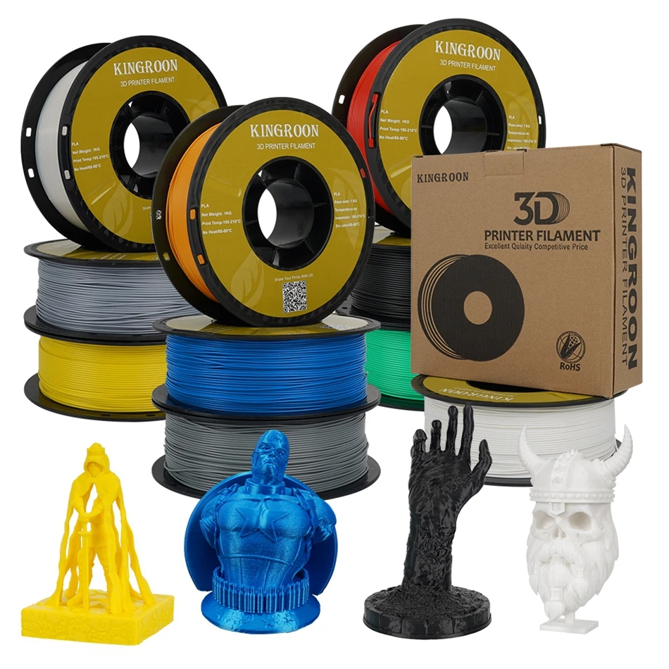 Filamento KINGROON PLA 1,75mm 5/10KG plástico pla para impresora 3D, filamentos de impresión 3D estándar de 1 kg/rollo mezcla de colores envío Local