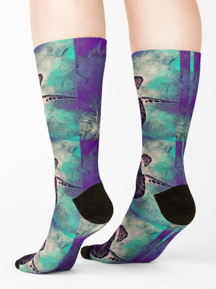 Turtle blue painting Socks ankle hiphop man gym Socks Ladies Men's