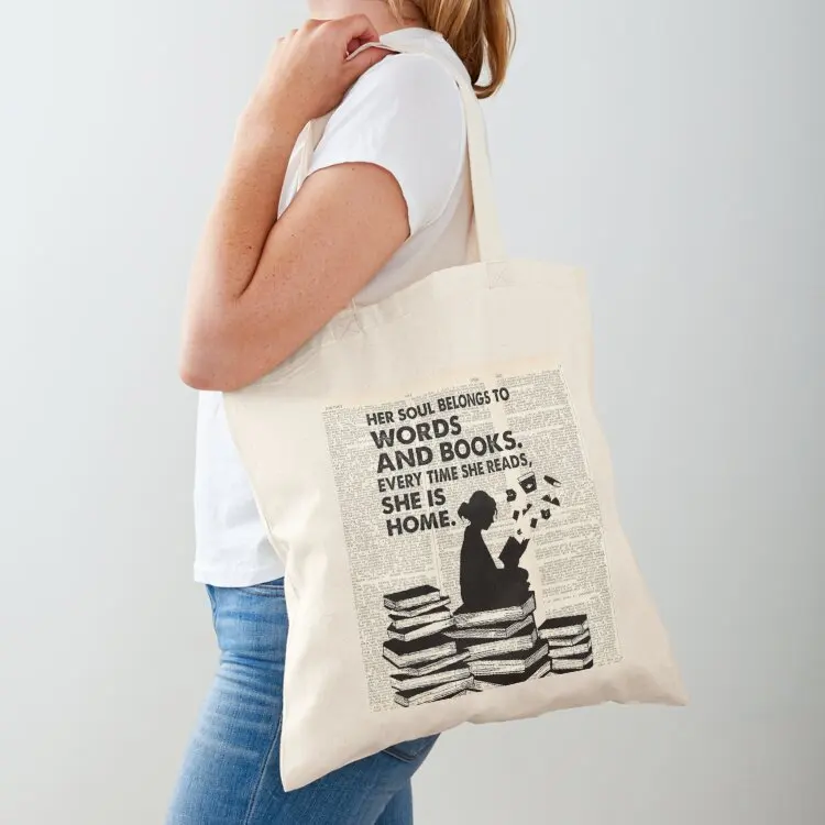 

Book Is Home Heartbeat Old Paper Style Tote Bag Fabric bag Women's canvas bags canvas
