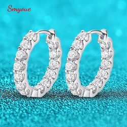 Smyue 18k placcato totale 2.6CT orecchino a cerchio Moissanite completo per le donne orecchino scintillante per feste di matrimonio gioielli in argento Sterling 925