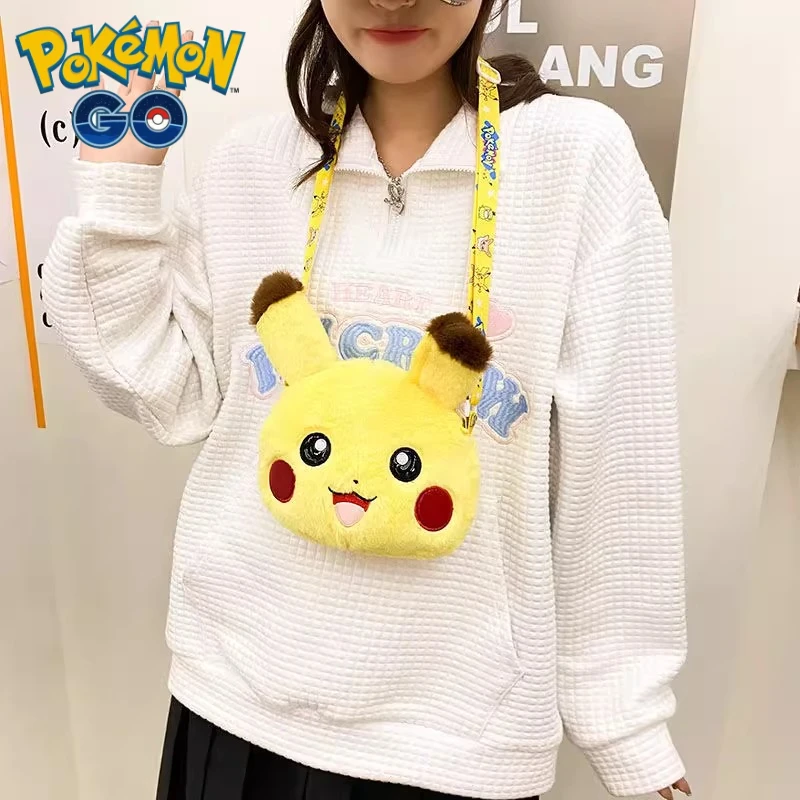 

Cute Pokemon Pikachu Plush Bag Kawaii Anime Crossbody Bags Backpack Birthday Party Cosplay Birthday Gift for Kids Toys