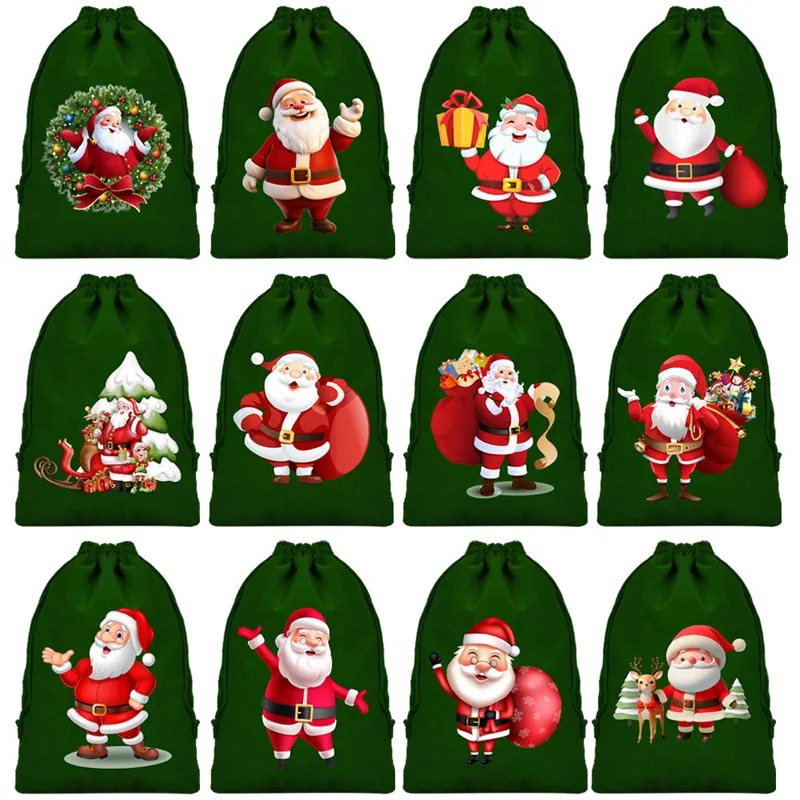 36pcs/lot 17*23cm Merry Christmas Party Velvet Decorative Draw String Pouch Santa Claus Xmas Gift Storage Bags