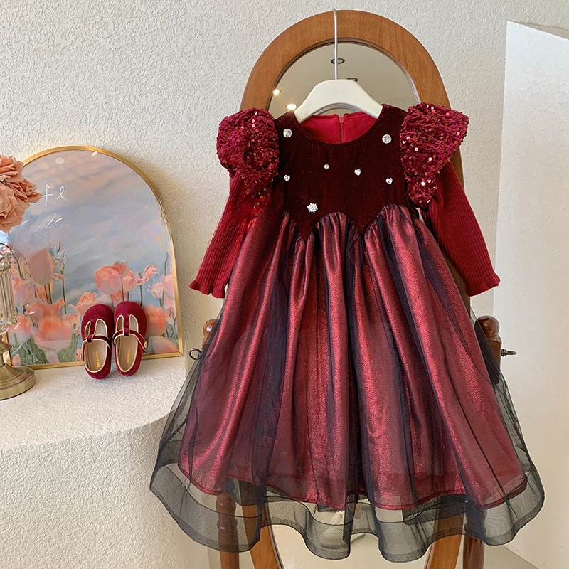 

New Girls One Piece Autumn Winter Plush Dress Lace Warm Soft Loose Fashion Sweet Lovely Outdoor Party New Year