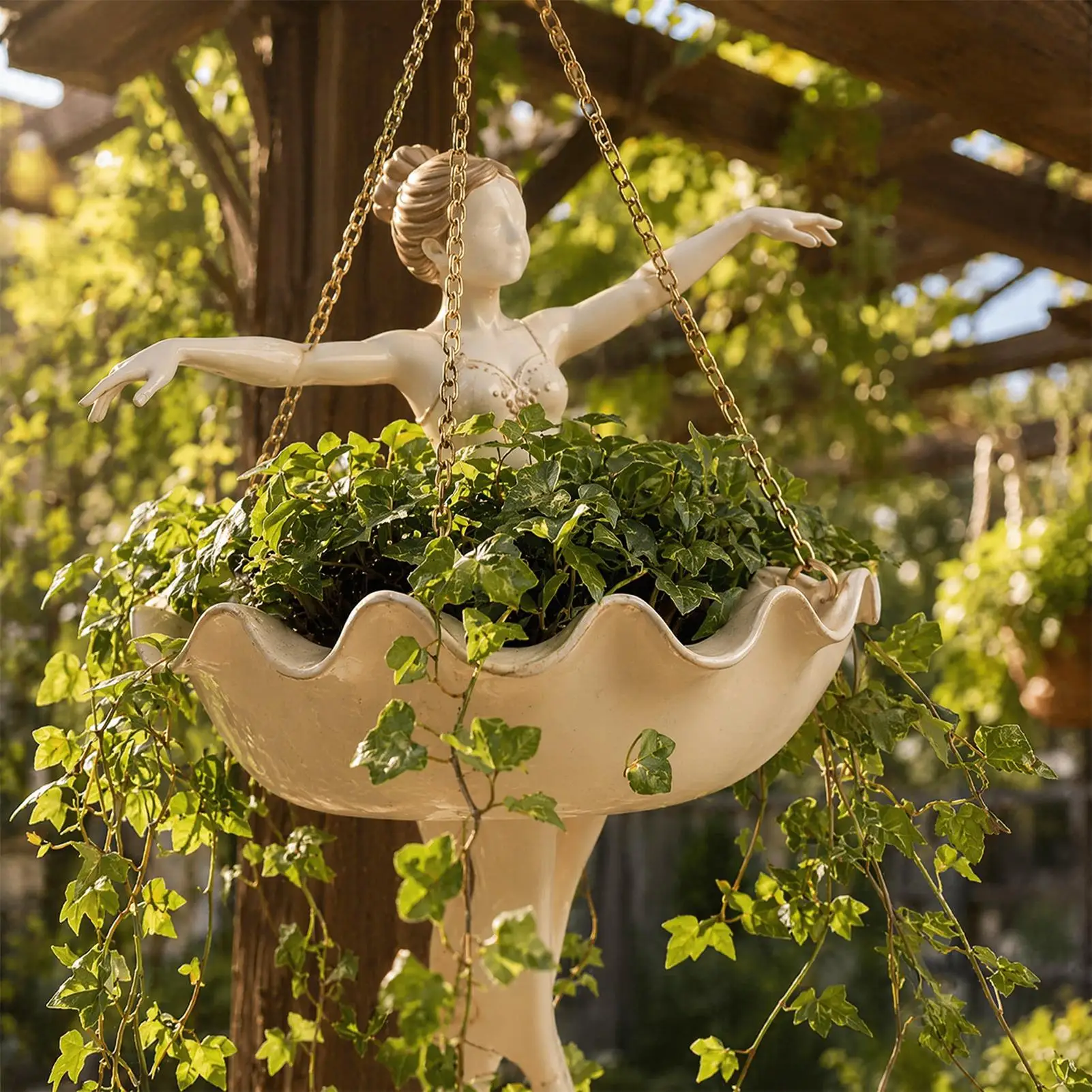 Unique Ballet Dancers Hang Flower Pots Hand Carved Fairy Flower Pots Fun UV Blocking Suitable For Climbing Succulent Plants