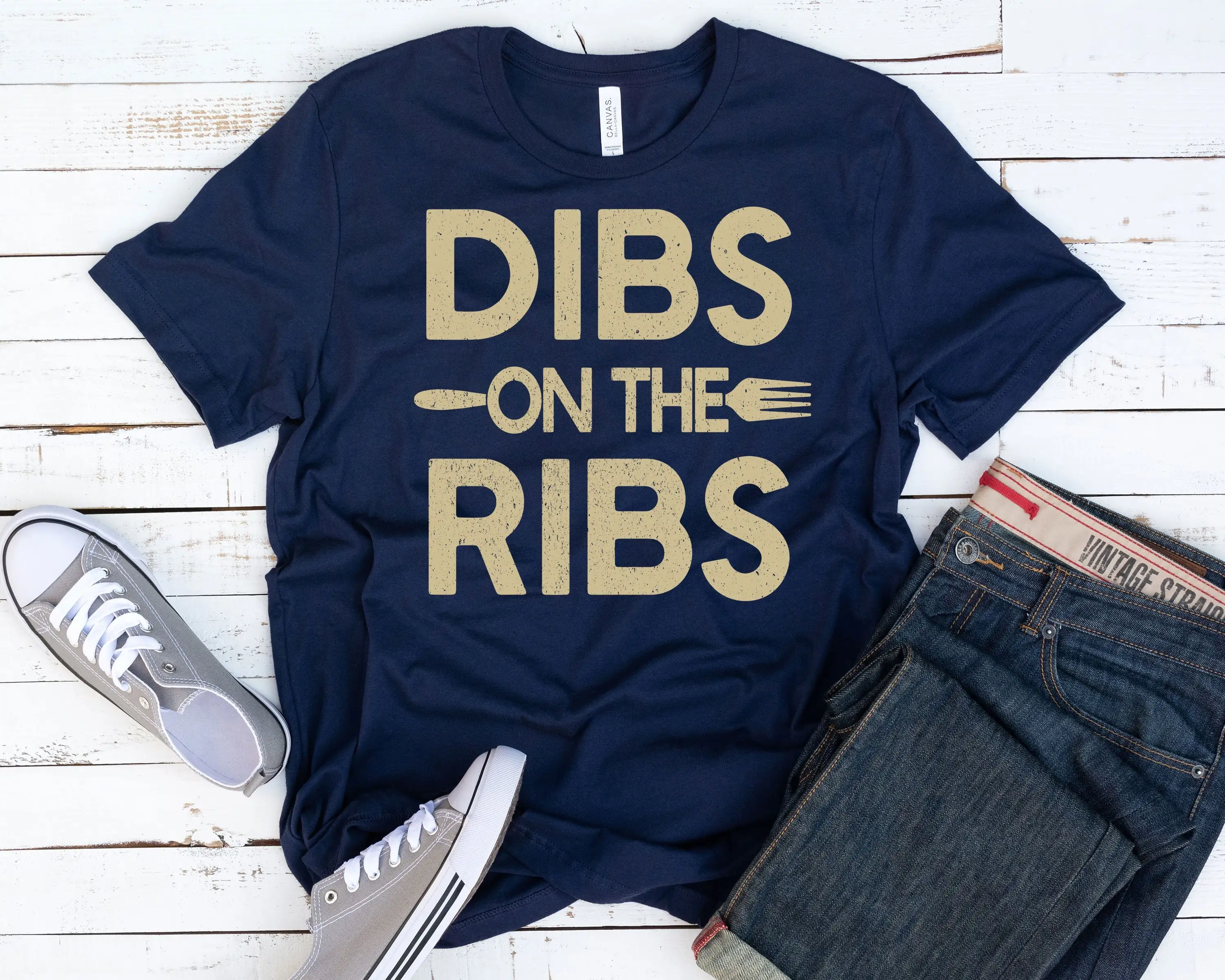 Camiseta de Dibs On The Ribs para hombre, camisa divertida para asar a la parrilla, amante de la comida, carne, barbacoa americana