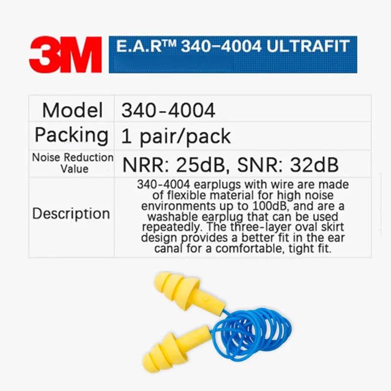 3M ปลั๊กอุดหูกันเสียง 340-4004 ซิลิโคนลดเสียงรบกวนว่ายน้ํากันน้ําอุตสาหกรรมปลั๊กอุดหูลดเสียงรบกวน sleep