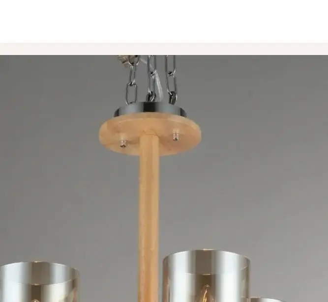 Simple Creative Oak Wood 4/6/8 Heads Pendant Lights for Home Living Room Hanging Lamps Hanglamp Luminaire Suspendu Fixtures