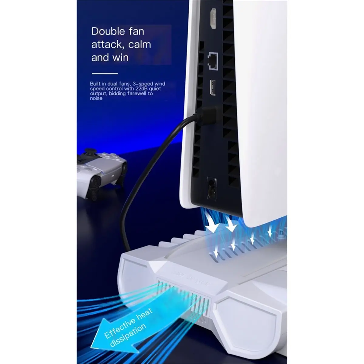 DT75BG For Slim/ Pro Stand with Headphone Hook Cooling Stand Controller Charging Station with 3 Levels Cooling Fan A
