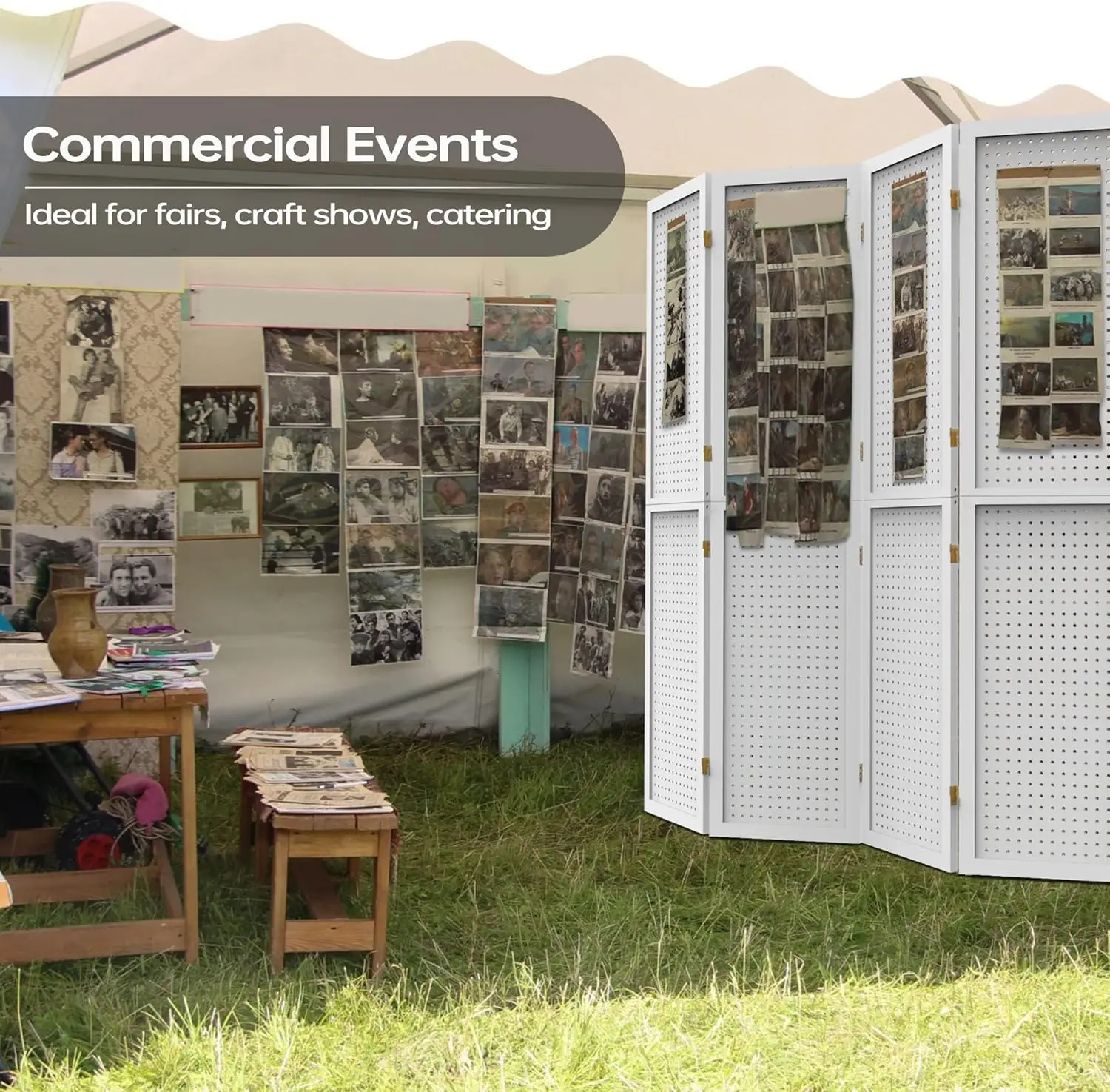 4 لوحة مقسم الغرف 5.6 قدم Pegboard عرض للطي الخشب شاشة الخصوصية Pegboard حامل منظم للمجوهرات ، شعبية جديدة