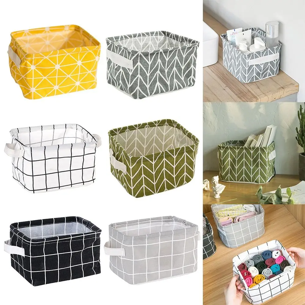 Durable Cotton Linen Folding Desktop Storage Box Underwear Storage Box Cosmetic Book Organizer Storage Basket