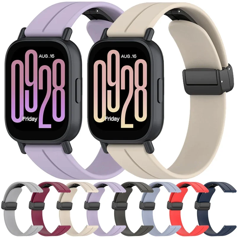 22 مللي متر 20 مللي متر مشبك مغناطيسي سيليكون حزام ل Redmi ساعة 5 نشط/لايت سوار رياضي حزام الساعات هواوي ساعة GT5/4/3/2 برو حزام