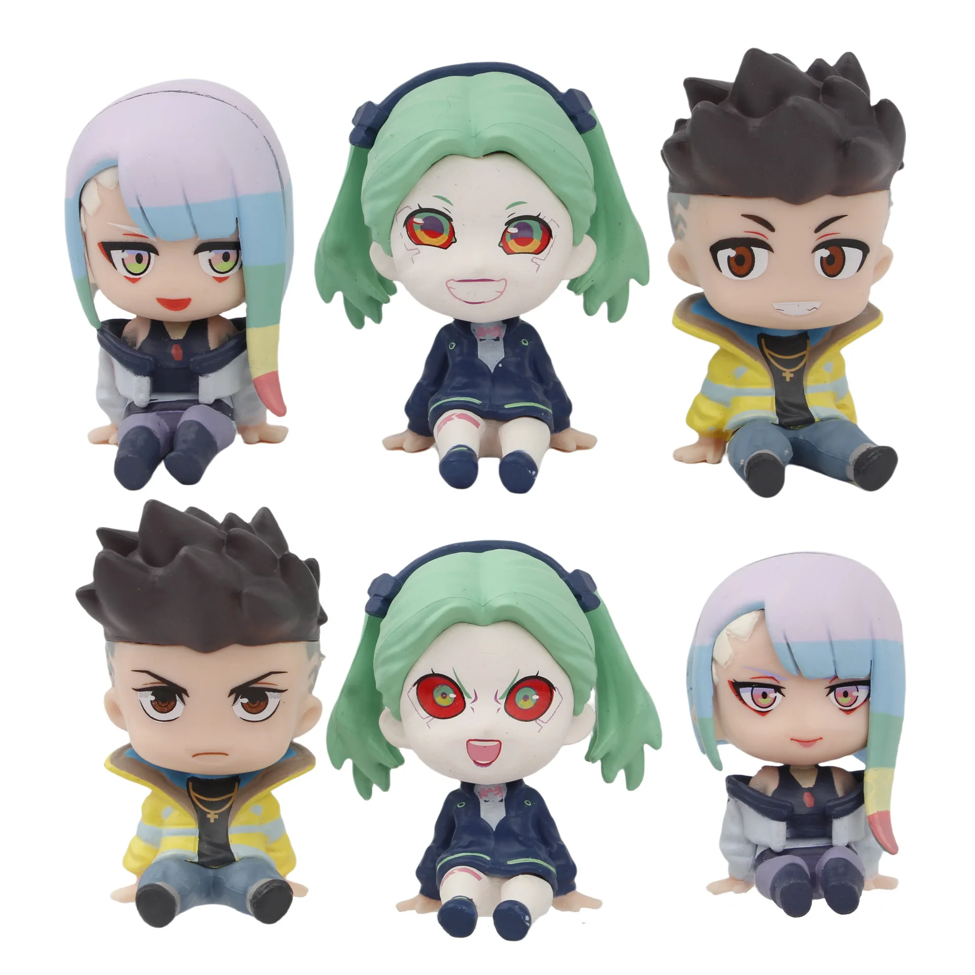 BANDAI 6 stks/1 set Anime Cyberpunk: Edgerunners Figuur David Martinez Lucy Rebecca Figuur Speelgoed Gift Acton Figuur Set Pop 6 CM