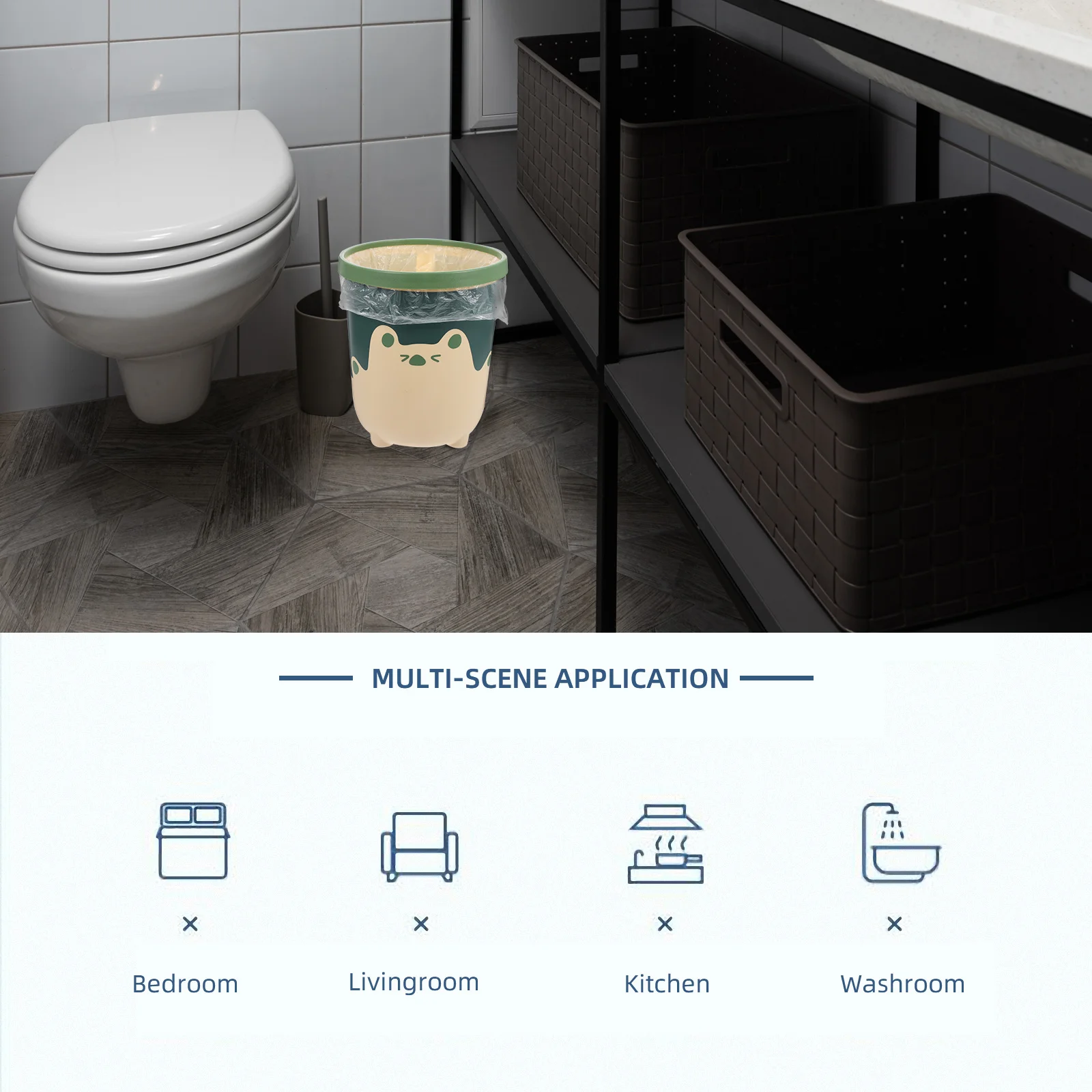 

Pressure Ring Trash Can Cans Small Garbage Household Containers Pp Office Modern