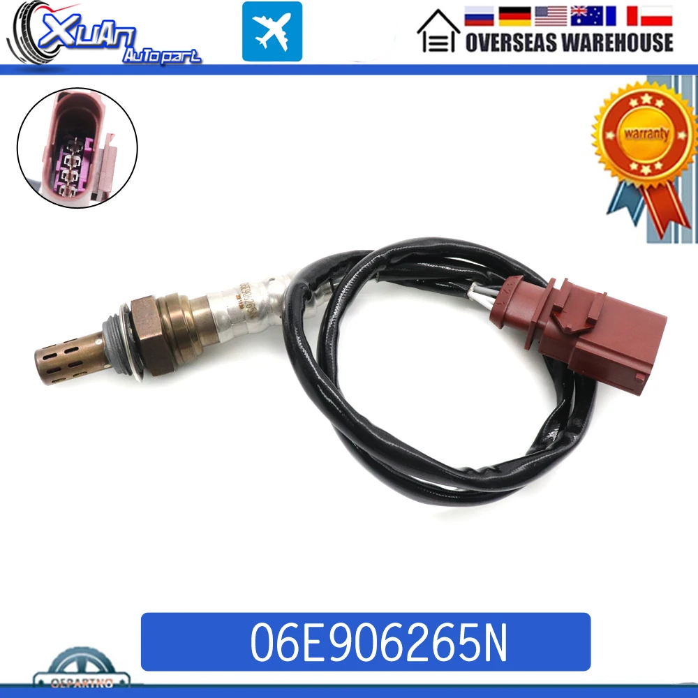 Sensor de oxígeno con sonda Lambda para coche, accesorio con índice de combustible y aire, O2, 06E906265N, para AUDI A4, A6, Quattro, SEAT NUEVO IBIZA, VOLKSWAGEN BORA, Downstream