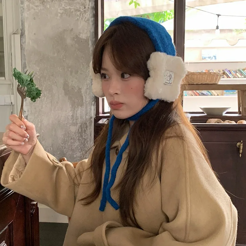 korean-cute-plush-knitted-earmuffs-with-autumn-and-winter-lace-up-stickers-multi-color-antifreeze-ears-warm-headband-women's