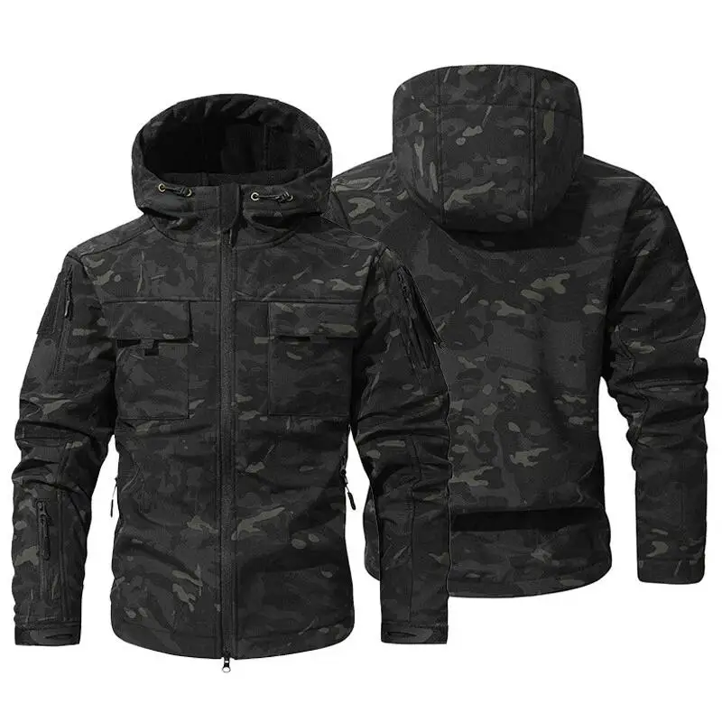 Soft Shell Assault Jacket Men Casual Jacket Multi Pocket Jacket Camouflage Skiing Mountaineering Suit Tactical Functional Jacket