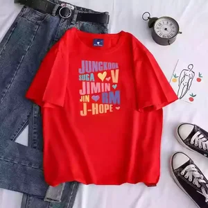 BTS Printed Herren- und Female T-Shirt Jungkook Jimin gegen J-Hop RM Jin von Short Sleeve Casual Mode Hochwertiges T-Shirt 10 Hauptverkäufe BTS KPOP -Kleidung - №3