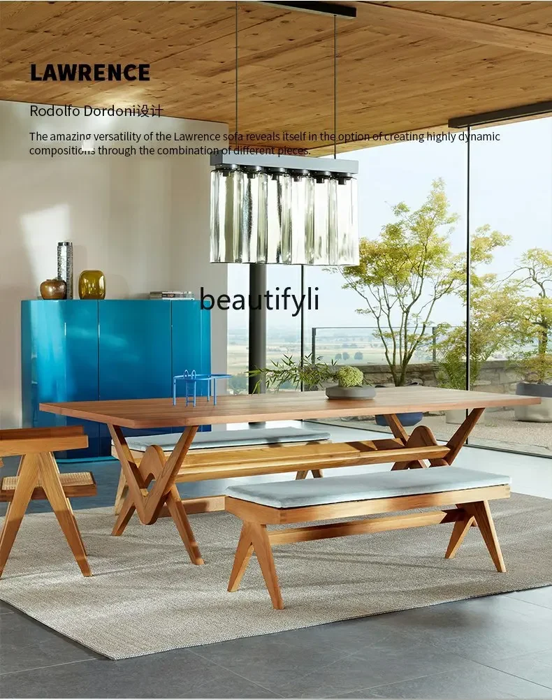 

A13 Italian Minimalist Rectangular Glass Dining Table North American Black Walnut Solid Wood Dining Table Creative Design