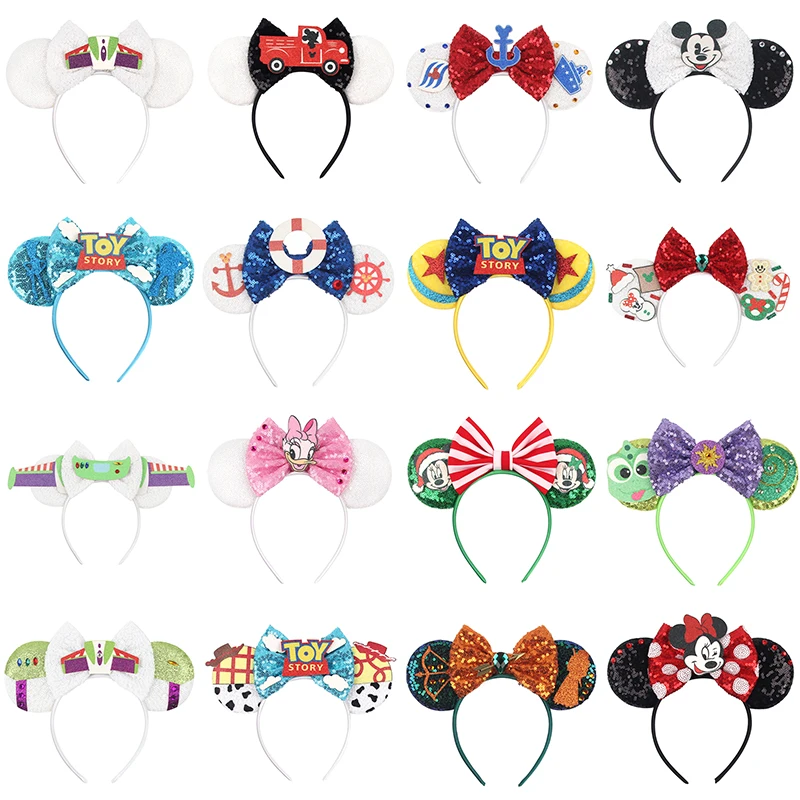 Diadema con orejas de Mickey Minnie de Disney, diadema para fiesta de princesa sirena, disfraz de orejas, regalos de Navidad de felpa para adultos/niños