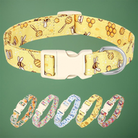 Cute Dog Collar Nylon Printed Pet Dogs Collars Adjustable Dog Necklace Flower Bee Print for Small Medium Large Dogs Chihuahua