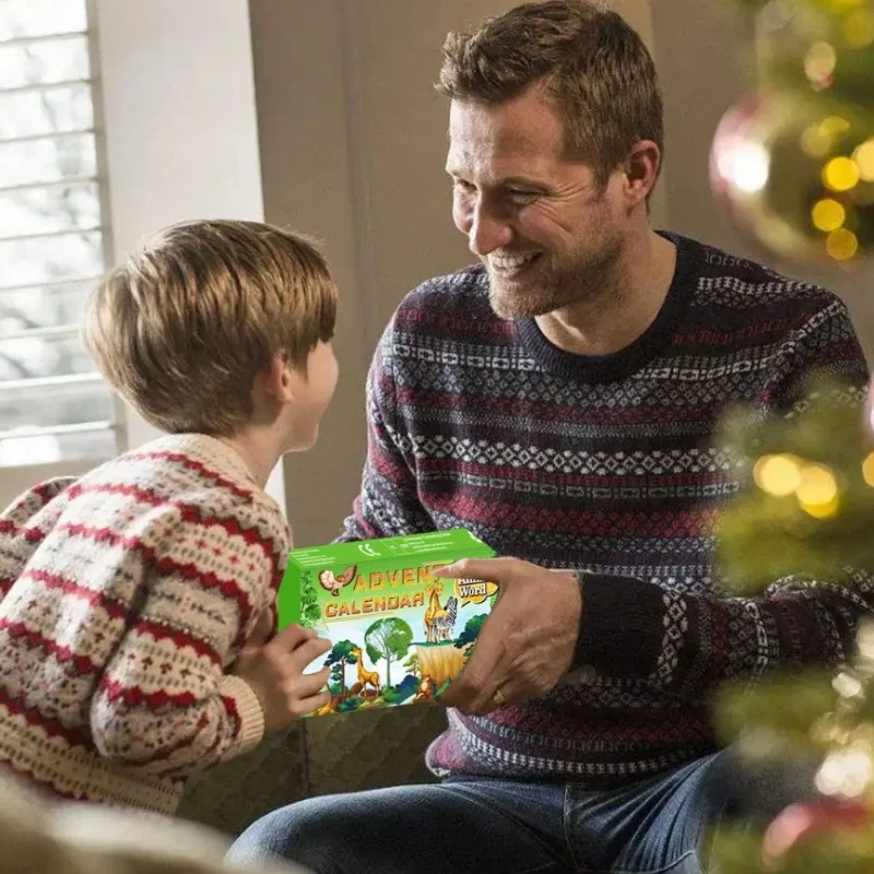 Calendrier de l'avent de noël, figurines d'animaux réalistes, jouets de 24 jours, compte à rebours de noël, jouets pour enfants garçons