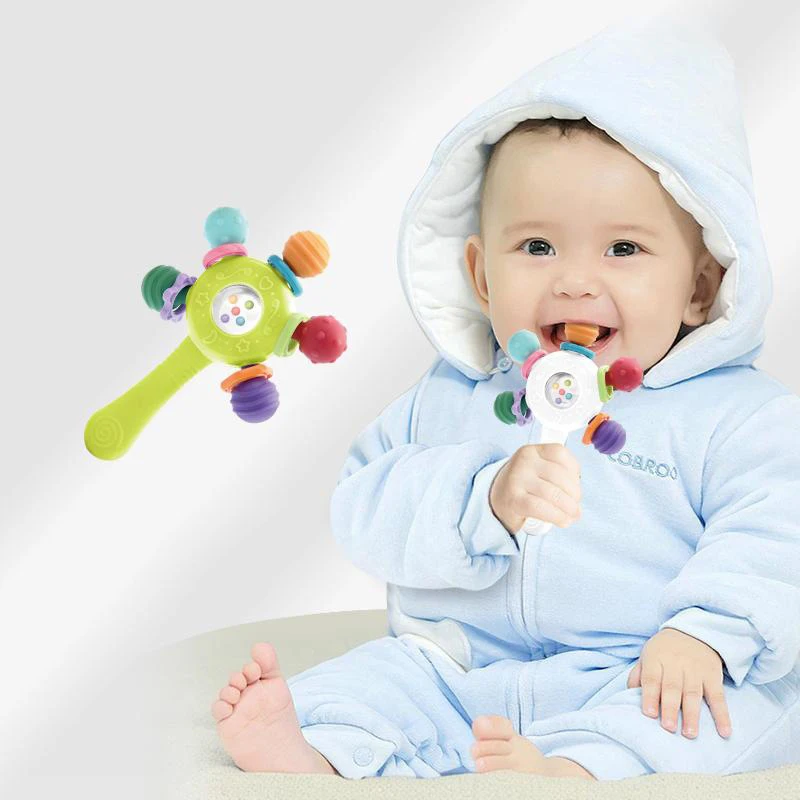Baby grip training, soothing toys, shaking bells, spinning music, baby hand cranked sticks