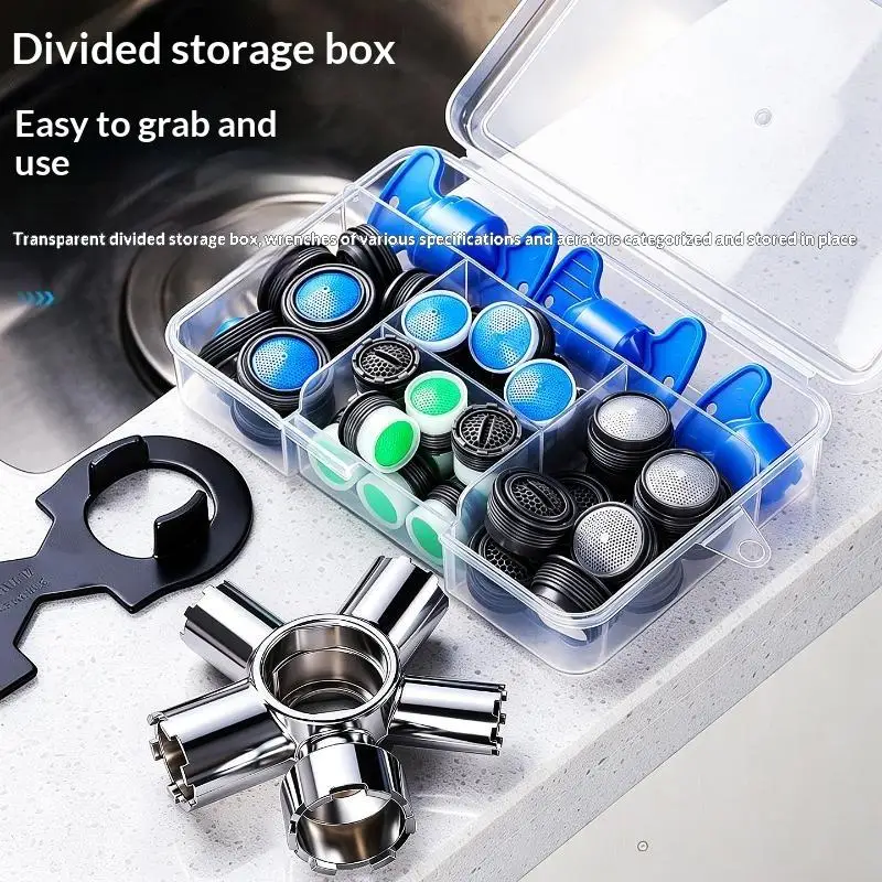 41pcs Faucet Aerator Kit With 5 Sizes Aerator Key Removal Tools, Replacement Sink Tap Flow Restrictor Inserts For Bathroom