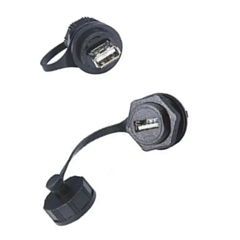 ELEWIND USB 2.0 Waterproof Double Female Connector Panel Mount High-Speed Communication Connector with Cover