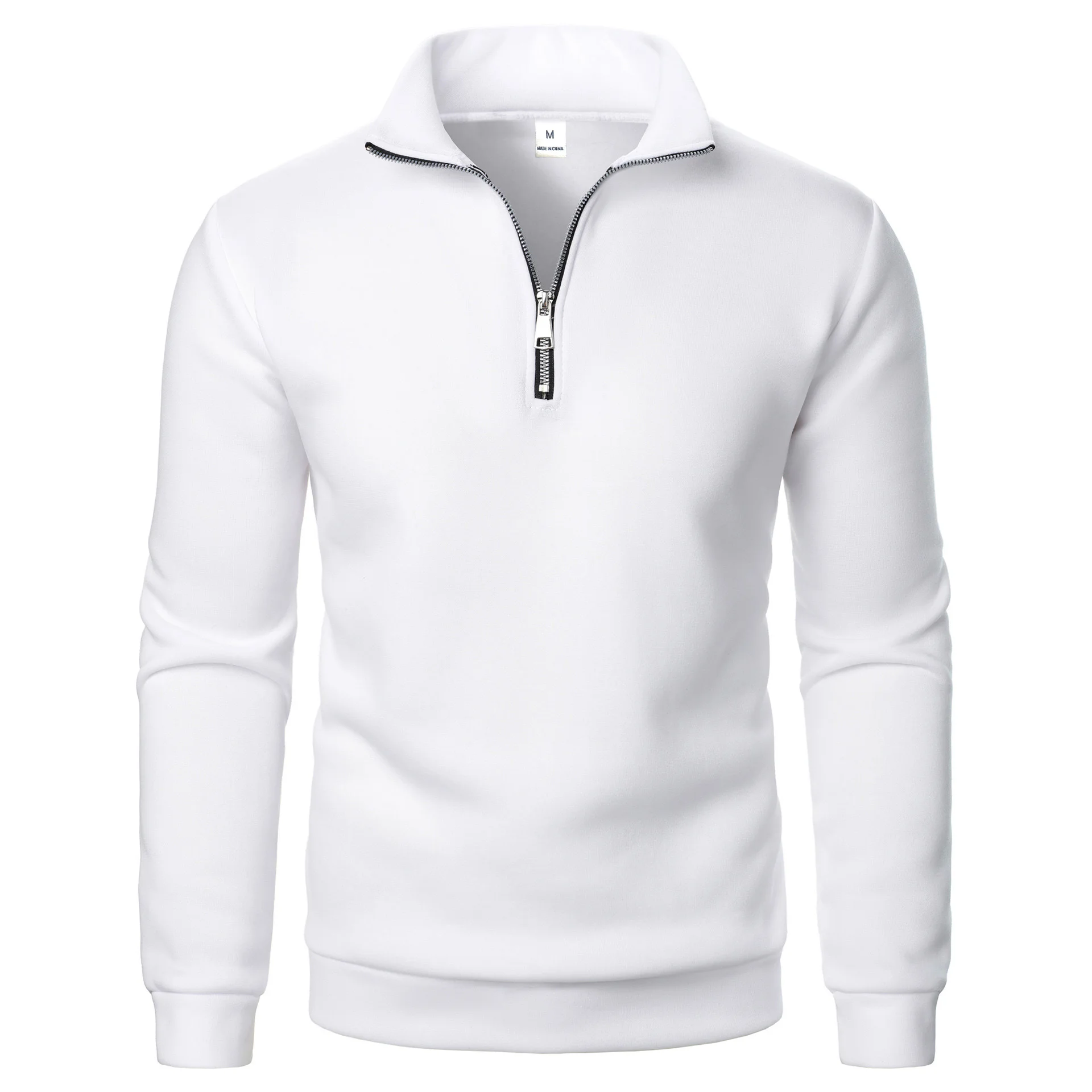 Herren-Sweatshirt mit Stehkragen und halbem Reißverschluss für Frühling und Herbst, langärmelig, lässiger Strickpullover, Alltagsjacke – Detail 3