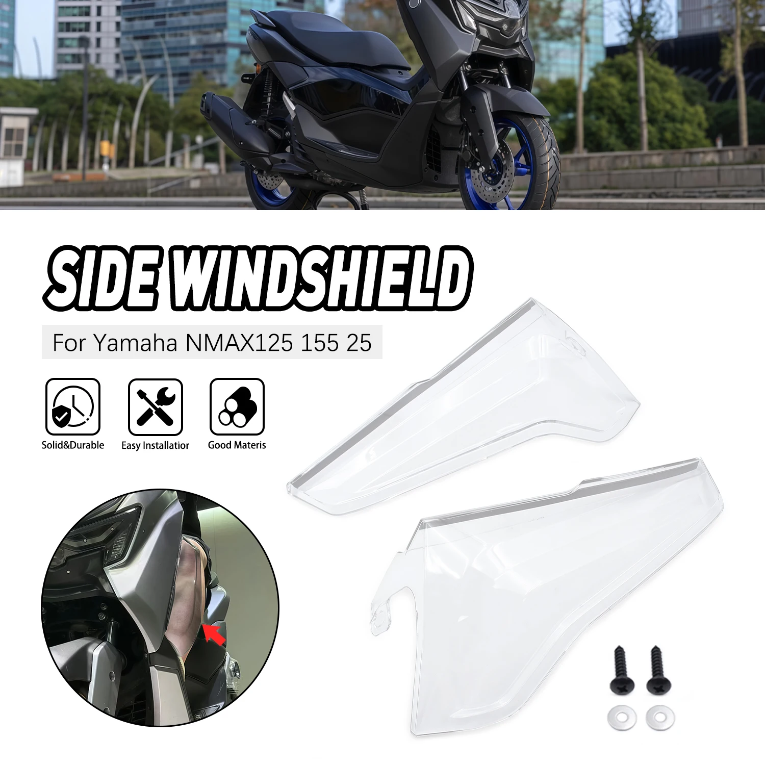 

Motorcycle Side Leg Guard Wind Cover Protector Shield For For Yamaha Nmax125 155 V3 2025