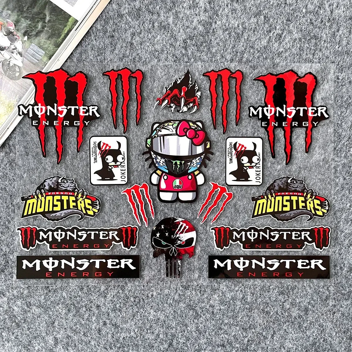 Reflective Monster Energy Sticker Logo Tank Helmet Car Decal For YAMAHA HONDA SUZUKI KAWASKI