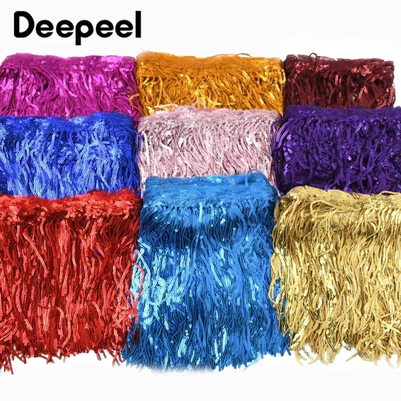 

1/2/4/5/10Yards 20cm Sequins Tassel Fringes for Sewing Latin Dance Dress Garment Decorative Lace Ribbon DIY Clothes Accessories