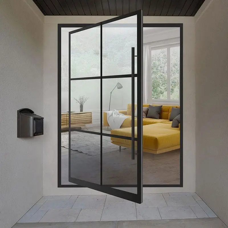 Finely Designed Indoor Aluminum Glass Door Corridor Anti Peep Glass Pivot Doors Minimalist Aesthetic Soundproof Revolving Doors