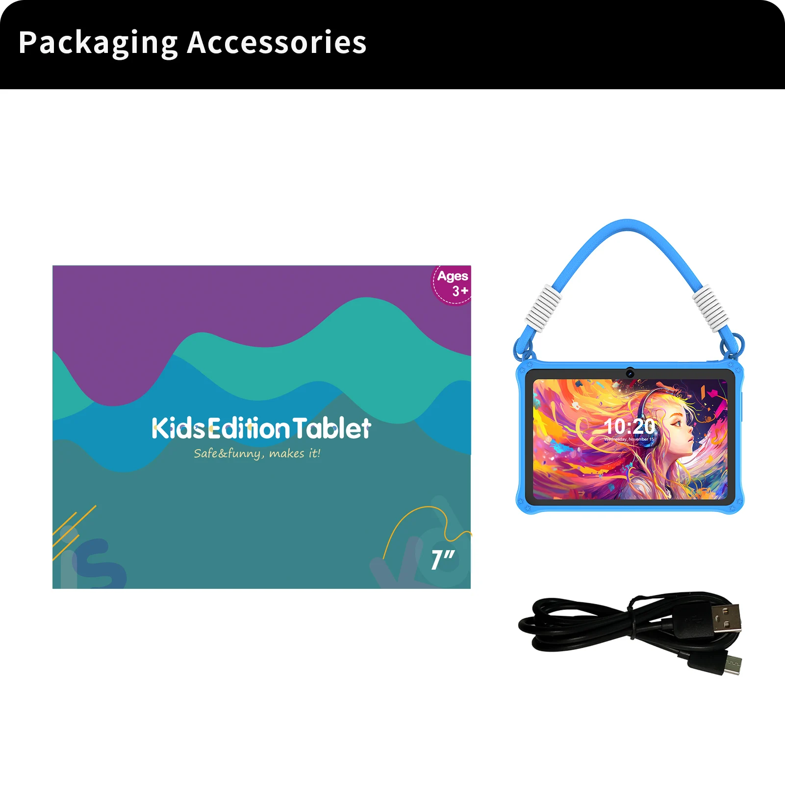 PRITOM Kids Tablet 7 Inch Android 13 4GB (2+2 VIRTUAL) RAM 32GB ROM WiFi Bluetooth Children Software Installed with Lanyard