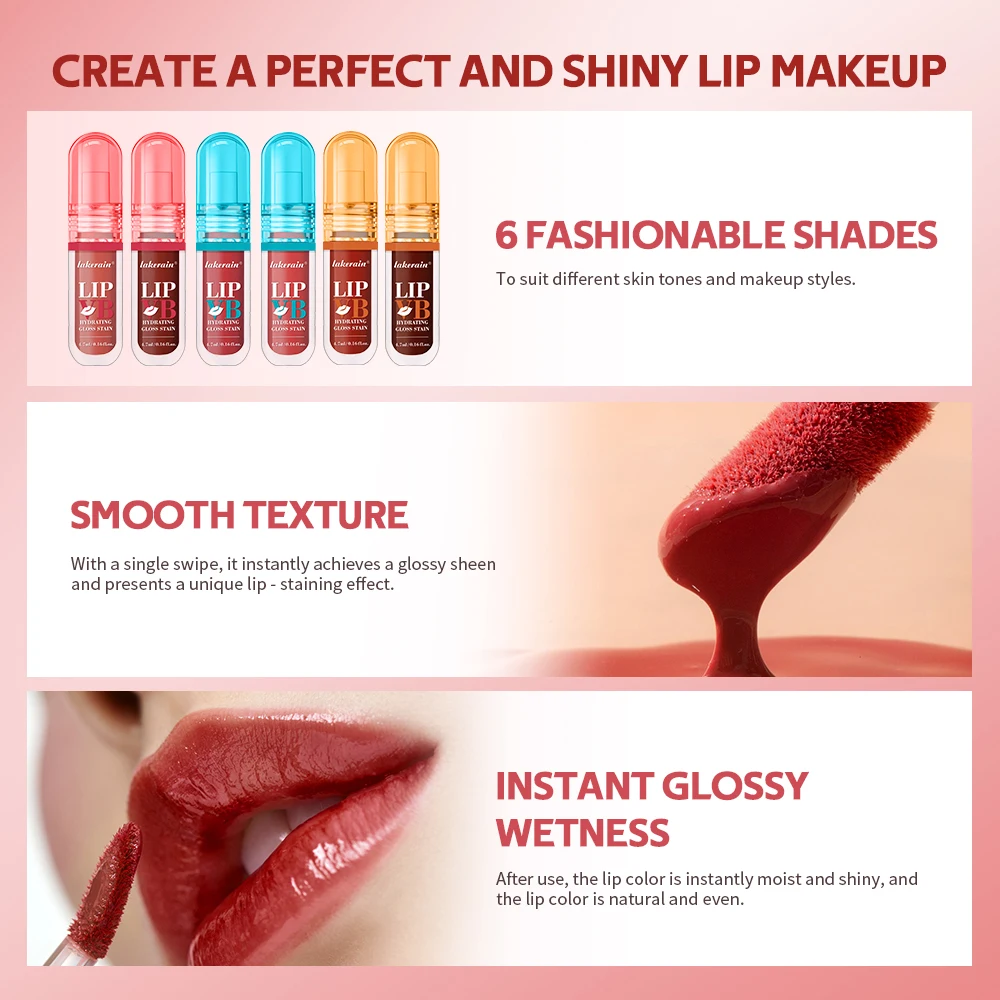 Vitamin B Moisturizing Glossy Lip Glaze Water Light Mirror Lip Gloss Lasting Hydrating Gloss Stain Instant Glossy Wetness Makeup