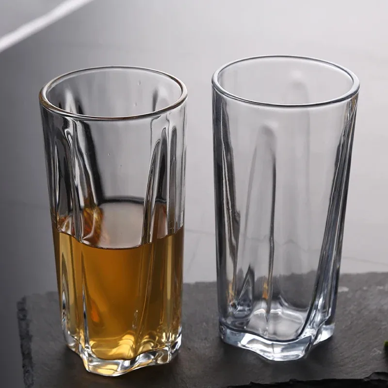 TOPLIVING 280ml Classic Transparent Fruit Juice Milk Cold Drink Cups 2pcs Set Thick Bottom Cocktail Glass Beer Long Island Iced 