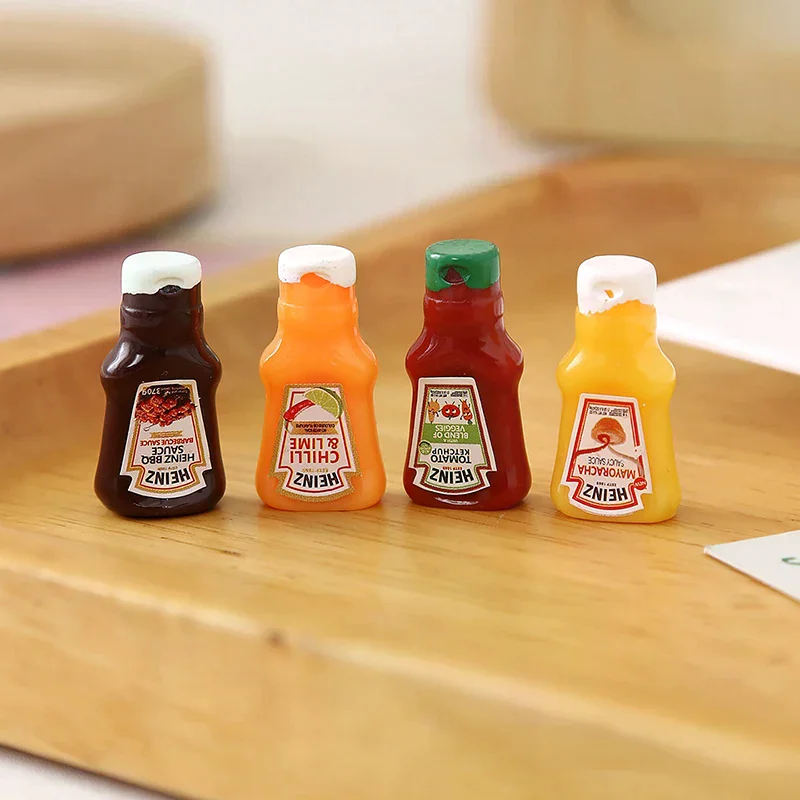 Juego de simulación de accesorios de comida en miniatura: paquete de 10 tarros de mermelada de salsa de fresa para casa de muñecas