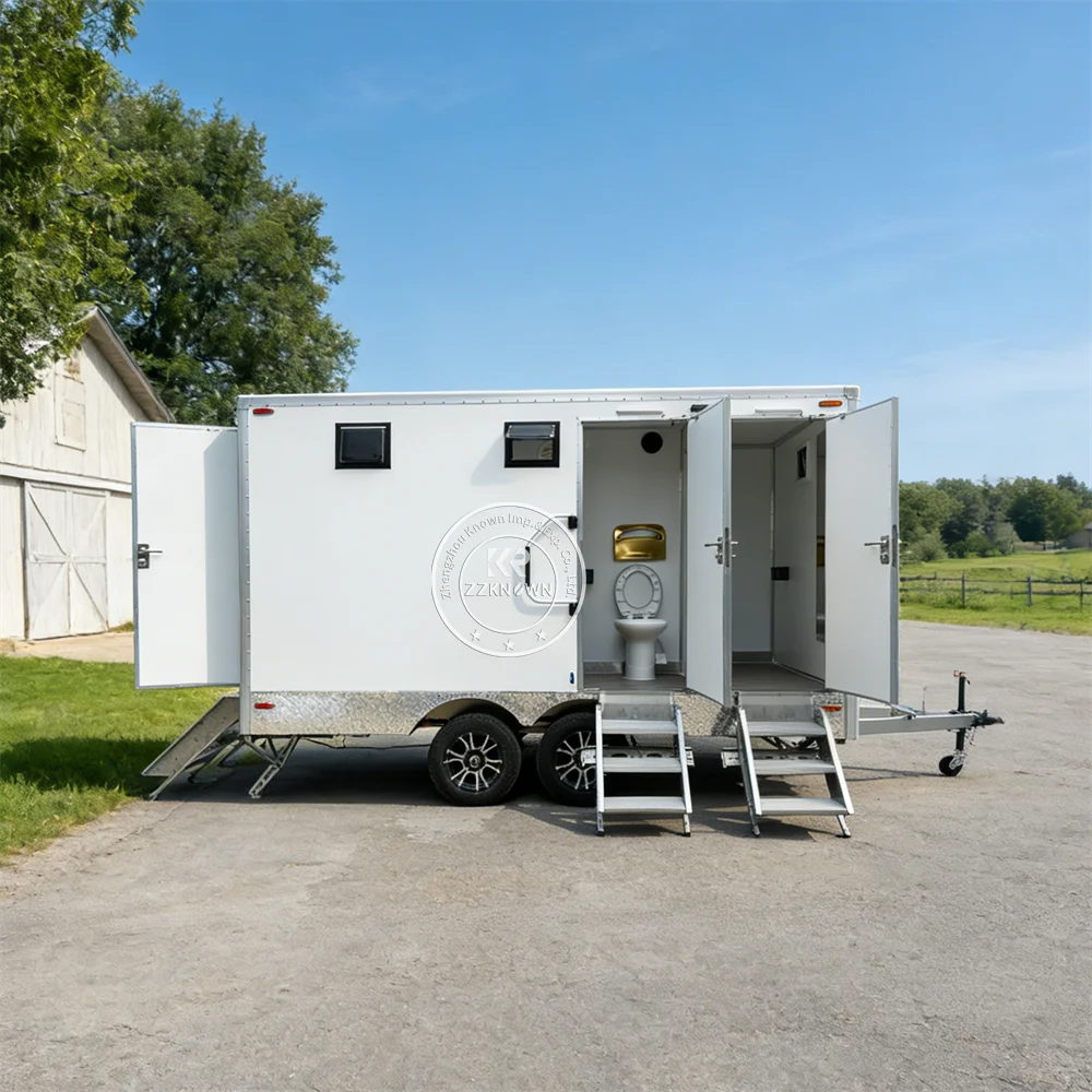 

Роскошный мобильный портативный прицеп для душевой кабины, портативный умный туалетный прицеп для туалета, уличный прицеп для туалета со светодиодной подсветкой