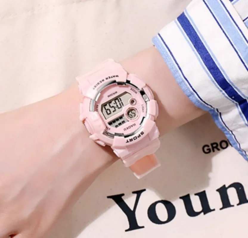 Reloj electrónico, calendario semanal despertador luz luminosa estudiante de secundaria unicornio ins macarrón reloj electrónico