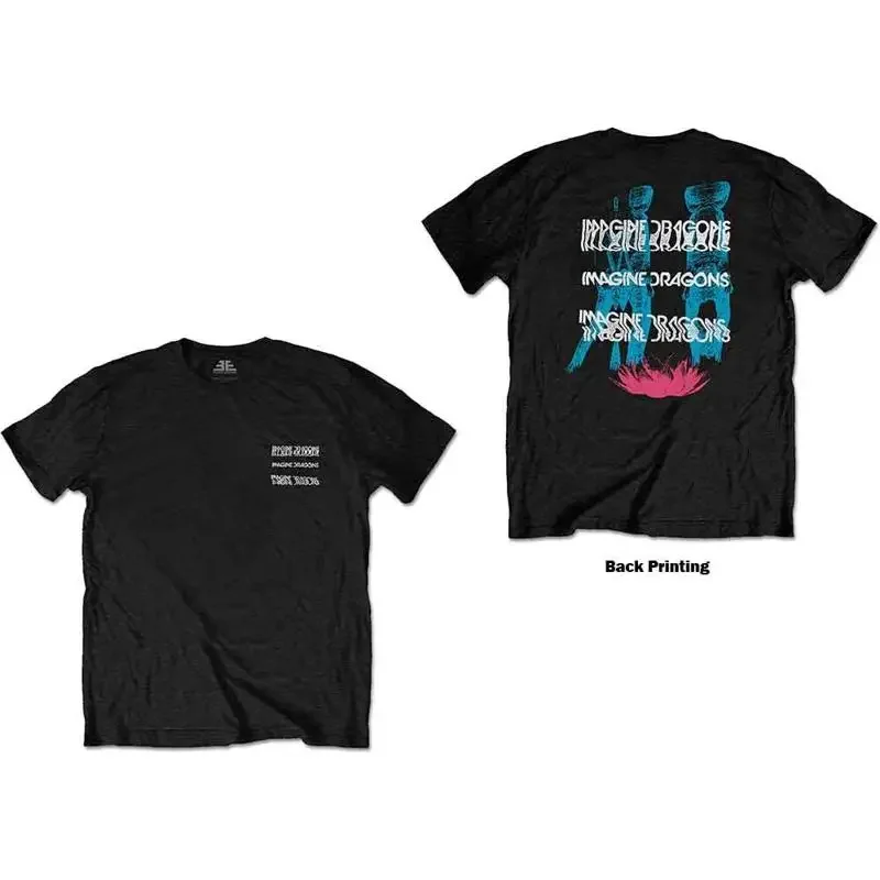 Imagine Dragons T Shirt Man Glitch Band Logo Official Mens Black XXL