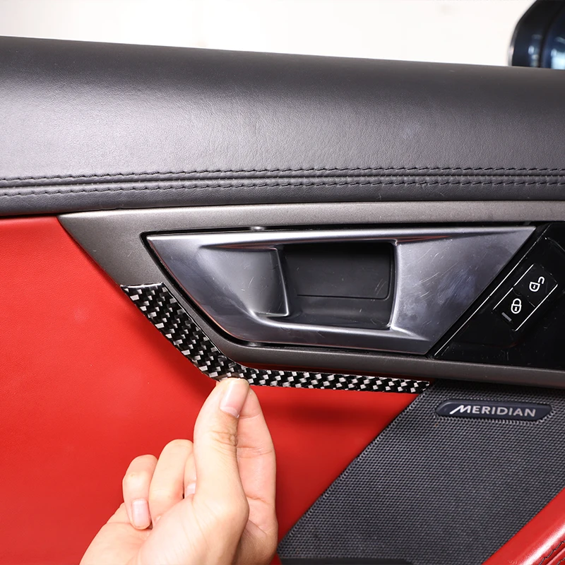 

For Jaguar F-TYPE f type 2013-2022 Car interior handle decoration sticker soft carbon fiber Inner handle protection accessories