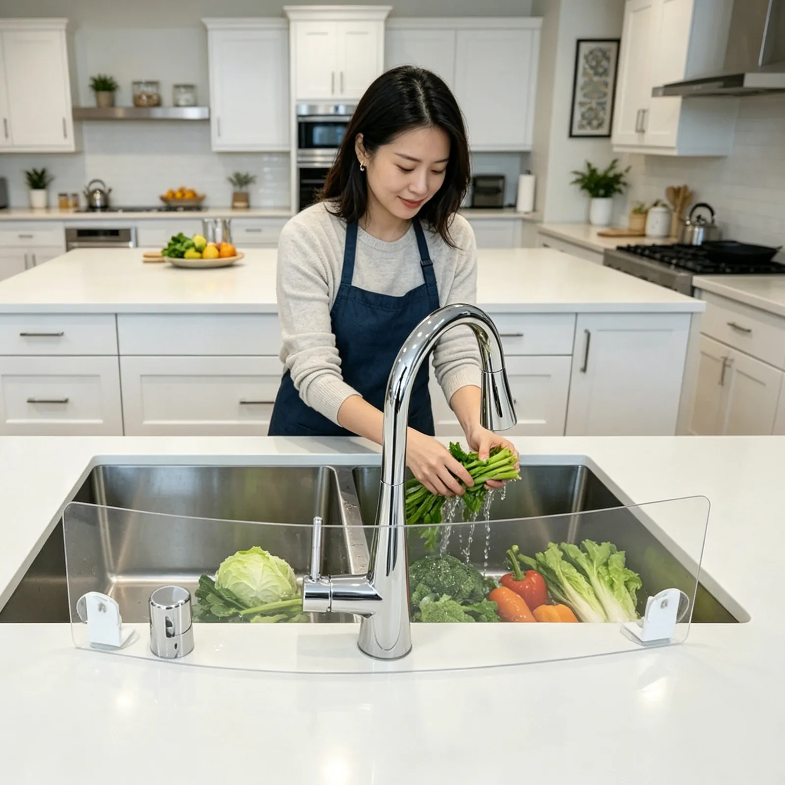Kitchen Splash Guard Backsplash Strip for Countertop Edge Protection Stainless Steel Waterproof Easy Install Modern Design