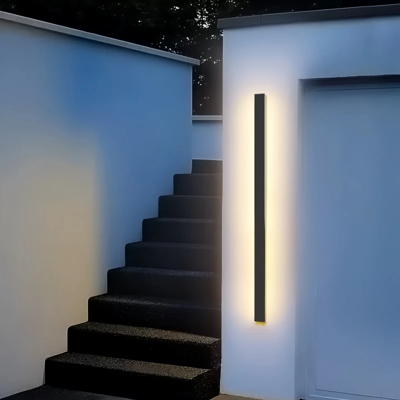 MSZGJY Modern Minimalist Outdoor Waterproof LED Energy-saving Human Body Sensing Long Strip Wall Lamp Home Garden Entrance Light