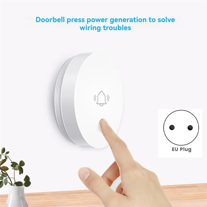 N82R Smart Wireless Doorbell Self-Powered Doorbell Built-In 36 Ringtones No-Battery 150M Long-Distance Reception Eu Plug