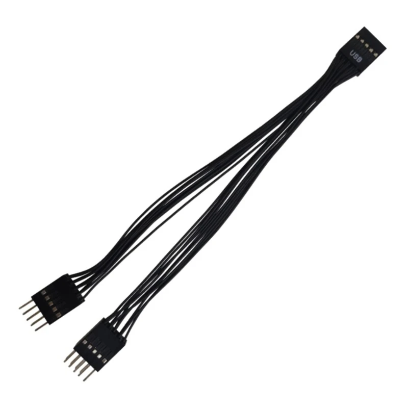 Adaptador USB de 9 pines a doble 9 pines, convertidor divisor de 9 pines hembra a 2x9 pines macho para placa base, extensión de alimentación USB de 17CM