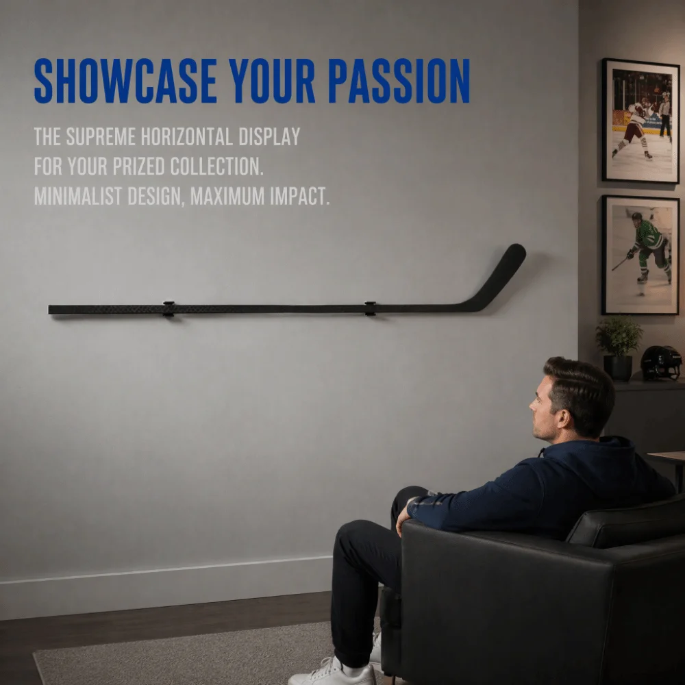 Acrylic Hockey Stick Wall Mount Black or Transparent Horizontal Hockey Stick Storage Rack Wall Mounted